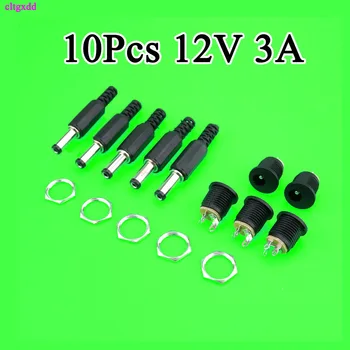 10шт 12V 3A, Plastične Priključke + Utičnica Za montažu na panel Konektor za Napajanje Istosmjerne Struje Električni Pribor
