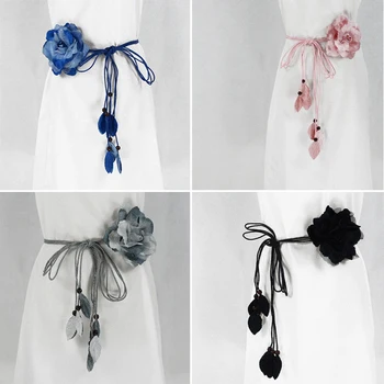 Najduži Niz Kićanka Ukrasne Suknja Haljina Pojasevi Dame Šifon Veliki Cvijet Tanak Pojas Moda Korejskih Žena Zavezan Pojas Novi