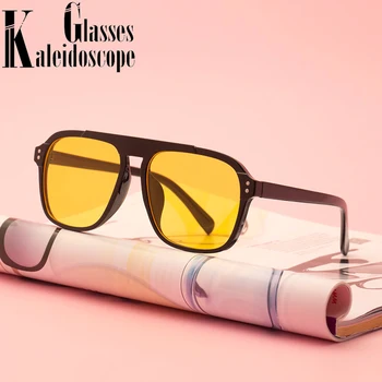Novi Prevelike Sunčane Naočale Ženske, Muške Klasicni Četvrtaste Naočale Žute Prozirne Leće, Trendy Sunčane Naočale Za Vožnju Na Otvorenom Nijanse