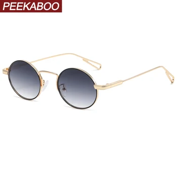 Peekaboo metalna okvira zlatni ovalni sunčane naočale za muškarce siva smeđa ženske retro sunčane naočale za žene uv400 kvalitetne muške 2022
