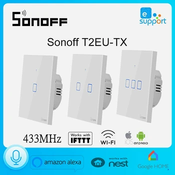 Sonoff T2 EU 1 2 3 Banda Pametan WiFi Zidni prekidač Svjetla Ploča za Brojilo RF/program/Touch daljinski Upravljač Kućna Automatizacija Google Nest/Alexa