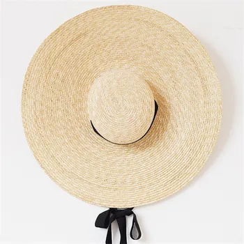 USPOP prirodne slamnati šešir za žene, ljetne sunčane šeširi sa širokim poljima, suncobran, plaža kape čipka-up s ravnim krovom