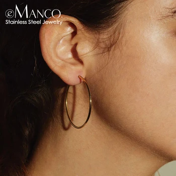 e-Manco 40 mm Veliki Krug Naušnice-Prsten za Žene Velike Naušnice od Nehrđajućeg Čelika Ženske Naušnice-Гиперболы Modni Nakit