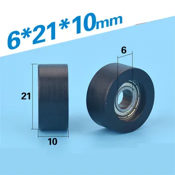 1pc 6*21*10 mm F tip kotača gumeni ležaj remenice, valjak, najlon POM remenica za 3D pisač pribor za vrata i prozore/EZ 3030
