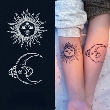 1pc Ins Biljni Privremene Tetovaže za Žene Lažni Sunce Mjesec Vodootporan Tetovaže i Body Art Slikarstvo Ruke Noge Realno Tetovaža Naljepnica