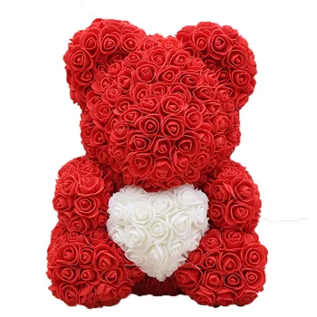 40 cm Pink Medvjed Srca, Umjetno Cvijeće, Pink Medvjed Za Žene, Valentinovo, Vjenčanje, Rođendan, Božićni Poklon, Ukras Kuće