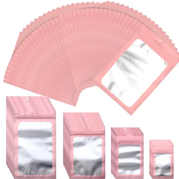 50 kom. Plastični Mat Pink Aluminijske Folije S Patent-zatvarač, Pakiranje Torba, Nakit Ogrlica, Torba Za Pohranu, Male Vrećice, Vrećice Za uzorke Hrane