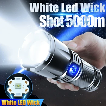 5000 metara Dugo Bacanje Led Svjetiljka Tip-C Punjive Tražilice Reflektori 1000000 Visoke Lumena Bijele LED Tactical Svjetla