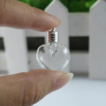 6 MM 3D-Srce Sa metalnim poklopcem Mini posudice nosača riža privjesak bočica staklena boca privjesak privjesak ogrlica