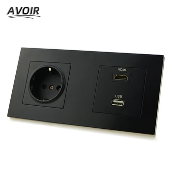 Avoir Zidni Utikač Standarda EU Zidne Utičnice Električna Utičnica HDMI USB TV Port Utičnica Zidne Utičnice Plastični Poklopac