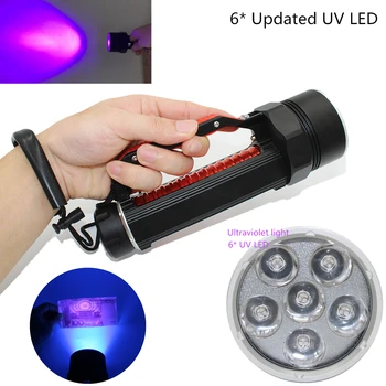 Ažurirano svjetiljka za ronjenje s ultraljubičastim zračenjem 6 x Uv UV LED Vodootporna podvodna lampa za ronjenje laterna search scorpion / amber