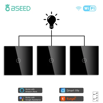 BSEED Prekidač Svjetla Touch Wifi Zidni Senzor Prekidači 1 gang 3Way Pametni Prekidač za Bežično Upravljanje pomoću aplikacije za Smart Life EU Standard