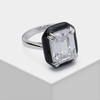 Butik Amorita Četvrtasta crna osnova jednostavan elegantan prsten starije dizajn