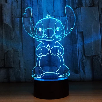 Disney Lilo Stitch 3D Led noćno svjetlo, Меняющий Boja, Vizualni Iluzija, Lampa, Dekoracija za Dječju Sobu, Božićni Poklon za Rođendan