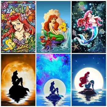 Disney Princeza Sirena Ariel Lik 5D Diamond Slika Setovi Za Vezenje križićima Mozaik Home Dekor Darove Za Djevojčice