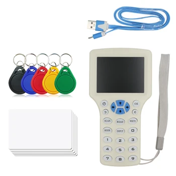 Engleski 10 Frekvencijski RFID Čitač Pisac Fotokopirni Aparat Umnažanje IC/ID-a s USB Kabelom za Kartice 125 khz 13,56 Mhz Umnažanje LCD zaslona