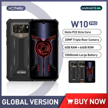 HOTWAV W10 Pro IP68 Vodootporan, Izdržljiv Telefon Helio P22 Android 12 Mobilni telefon 6 GB + 64 GB 6,53 
