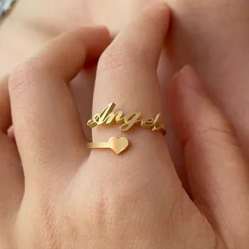 Individualne Romantični Prsten S Imenom Srca Svadbeni Nakit Od Nehrđajućeg Čelika Trajnog Personalizirane Vjenčano Prstenje Ženski Poklon