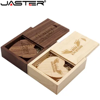 JASTER LOGO individualne drvene Srce USB + KUTIJA USB Flash Memorijski Stick 64 GB, 32 GB, 16 GB i 8 GB Disk fotografije svadbene darove