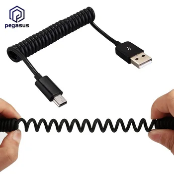 Kabel za Mini USB Spiralni Spiralni USB 2.0 Tip A muški na Mini B 5-Pinski Konektor za sinkronizaciju podataka i punjača