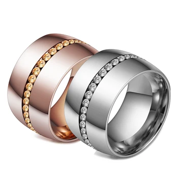 Klasični Zaručnički Prsten Od Nehrđajućeg čelika sa Kristalima u Boji Ružičastog zlata, Nakit, Prsten Za Žene, Bižuterija