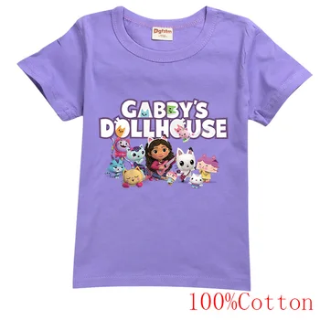 Ljetna Dječje majica Gabbys Dollhouse Cats za djecu od 2 do 15 godina, Odjeća za male dječake, Svakodnevne Majice za djevojčice, Dječje Pamučne majice sa kratkim rukavima