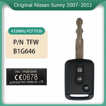 Originalna gumb 3 za Sunny 2007-2011 Pravi Daljinski ključ 433 Mhz Broj dogovor 80564-95F0/FTFWB1G648 s čipom PCF7936