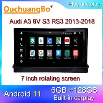 Ouchuangbo radio GPS za 7 inča Audi A3 8 U S3 RS3 2013-2018 MMI fleksibilan ekran Android 11 Qualcomm mediji stereo