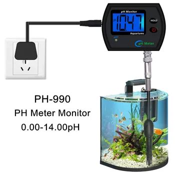 PH-990 Digitalni PH-metar Monitor Kvalitete Vode Tester Kiselosti 0,00-14,00 pH Veliki Ekran sa pozadinskim Osvjetljenjem Zaslona s Adapterom Popust od 40%