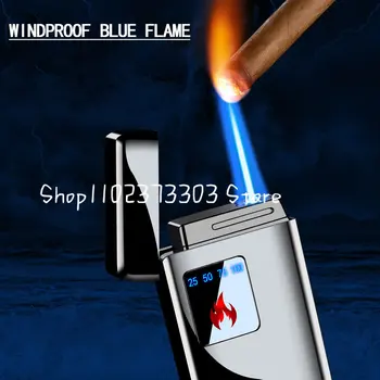 Plin i struja Plavi Plamen Led Pokriva Digitalni Zaslon Snaga Senzor Ветрозащитная Inkjet ispis s Upaljač Za Cigare