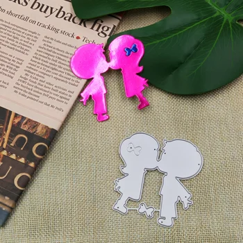 Poljubac djevojčica i dječak rezanje metala obrazac za DIY pečat album za albume vjenčanje razglednica izrada ukrasnih predmeta večernje pokloni
