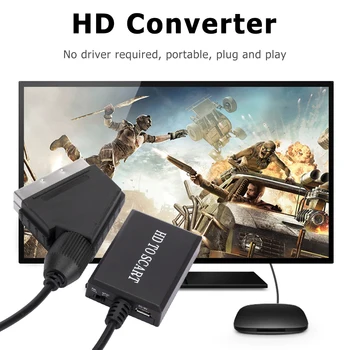 SCART na HDMI Konverter Wrugste Scart HDMI Izlaz HD 720 P/1080 P Prebaciti Audio Video Converter Adapter i Kabel za HDTV, DVD