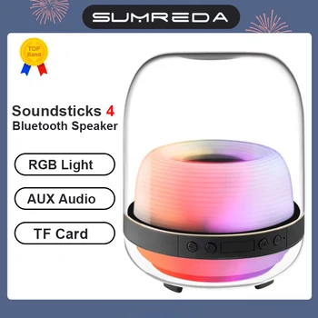 SUMREDA Bežični Bluetooth Zvučnik Kristalno Staklo Full Screen RGB Svjetlo Vanjski Hifi Zvuk Dubok Bas Igre Home Stolni Zvučnik S