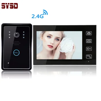 SYSD 7 Inča Bežični Video Zvono na Vratima Interfon 2,4 Ghz Digitalni Portafon Višejezični Osd Izbornik s baterijom IR Kamera
