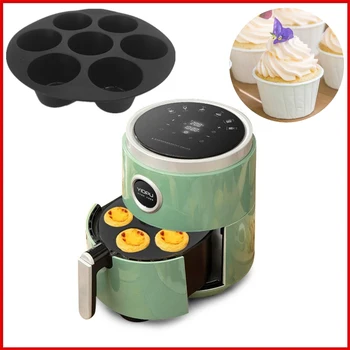 Silikon 7 Usklađeni Okrugli Kalup za Muffins, pribor za elektronsko Friteze, 7 oblik za Torte Kalup za pečenje u Mikrovalnoj Pećnici, Tepih za Pečenje