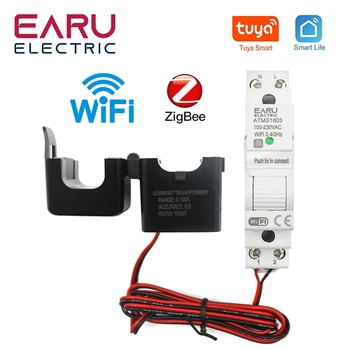 Tuya Smart WiFi/Zigbee Struja kwh Metar Din Rake Jednofazni AC 110 v 240 v 50A 63A CT Mjerač ac Program Monitor U Realnom Vremenu Snaga