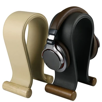 Univerzalni Stalak za Gaming Slušalice od Umjetne Kože + Drveni Držač za Slušalice Tablica Polica za Žičanu/Bežične Slušalice