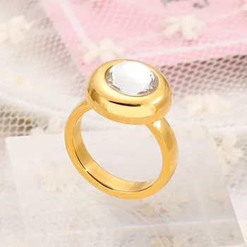 Vjenčano Prstenje Od Nehrđajućeg Čelika Okrugli Za Žene Modni Zlatna Boja Luksuzni Nakit Pribor
