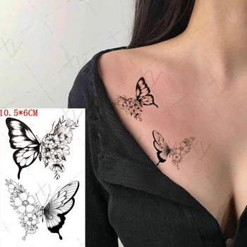 Vodootporne Privremena Tetovaža Naljepnica Crni Leptir List Mali Cvijet Tetovaža Flash Tetovaža Lažne Tetovaže za Djecu Muškarci Žene