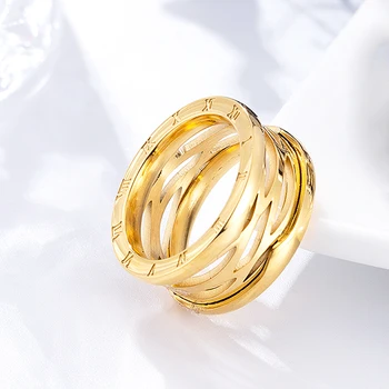 Vruće prodaju identitet šuplja rimske brojke Ljubitelje Prsten Prsten Od Nehrđajućeg Čelika Za Žene 2 Boje Muški Prsten