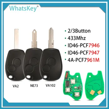 WhatsKey Auto Daljinski Ključ odgovara Za Renault Duster Clio Modus Logan Kangoo Sandero DACIA Upravljanje 433 Mhz PCF7946/7947/PCF7961M Čip