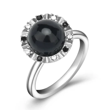 oblik krune prsten s crnim biserima za vjenčanje vjenčano prstenje za vjenčanje unisex