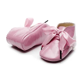 Čizme od lakirane kože za djevojčice, mondeno cipele za stranke čipka-up s lukom, jesenje čizme na mekom non-slip cipele za djevojčice